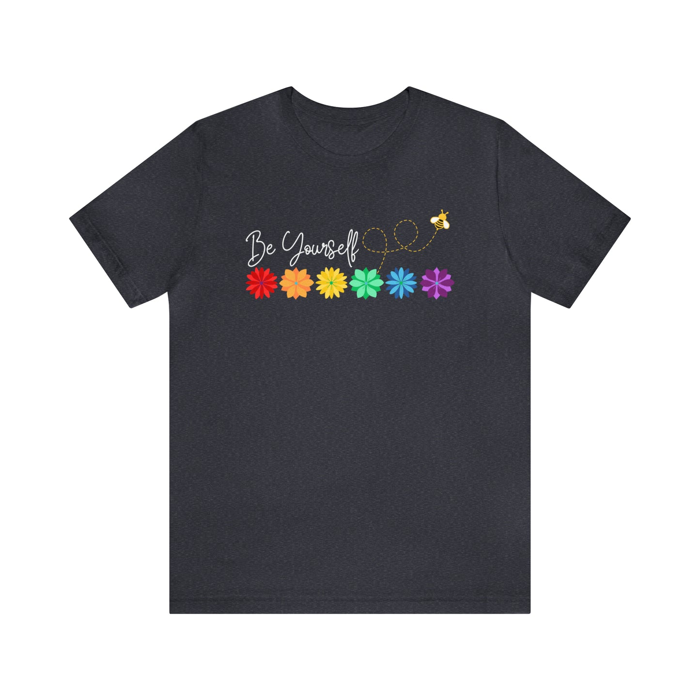 Be Yourself Bee Rainbow Flower Line Unisex T-shirt