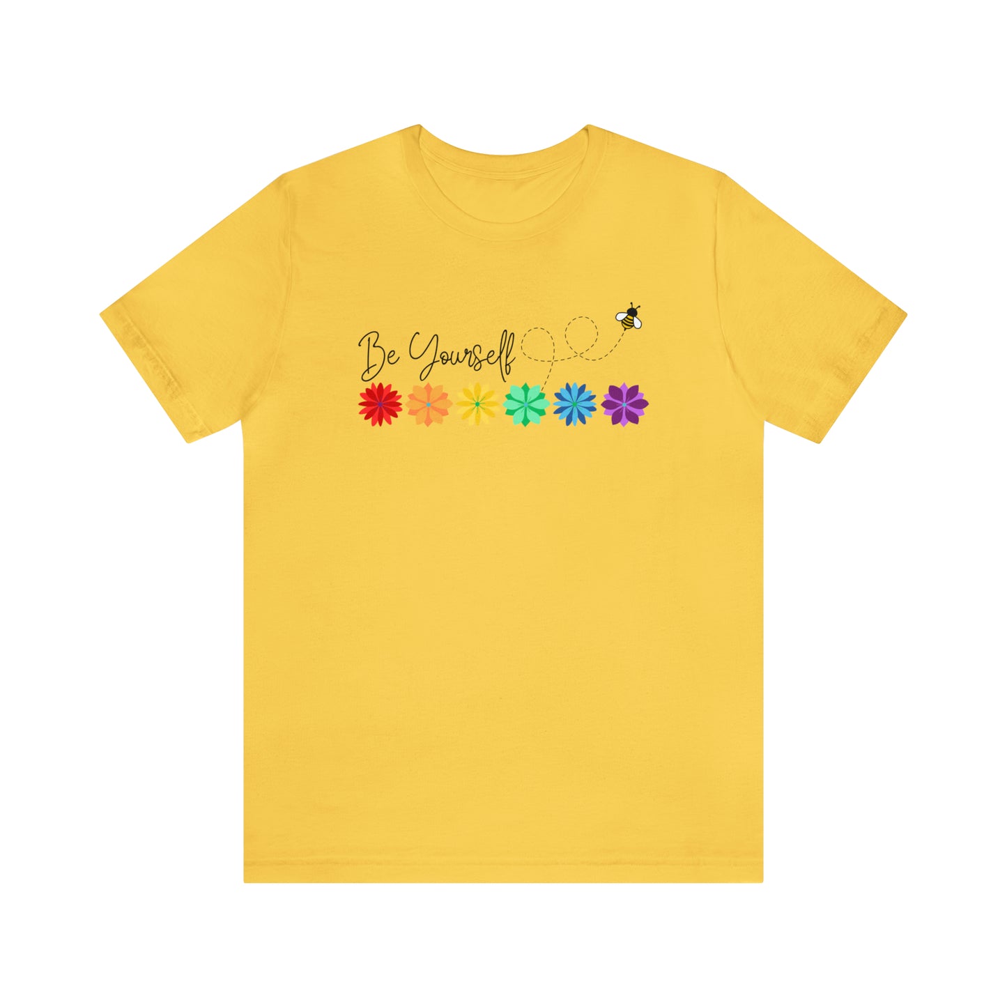 Be Yourself Bee Rainbow Flower Line Unisex T-shirt