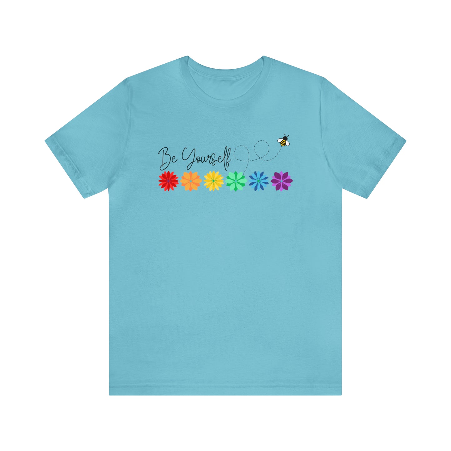 Be Yourself Bee Rainbow Flower Line Unisex T-shirt