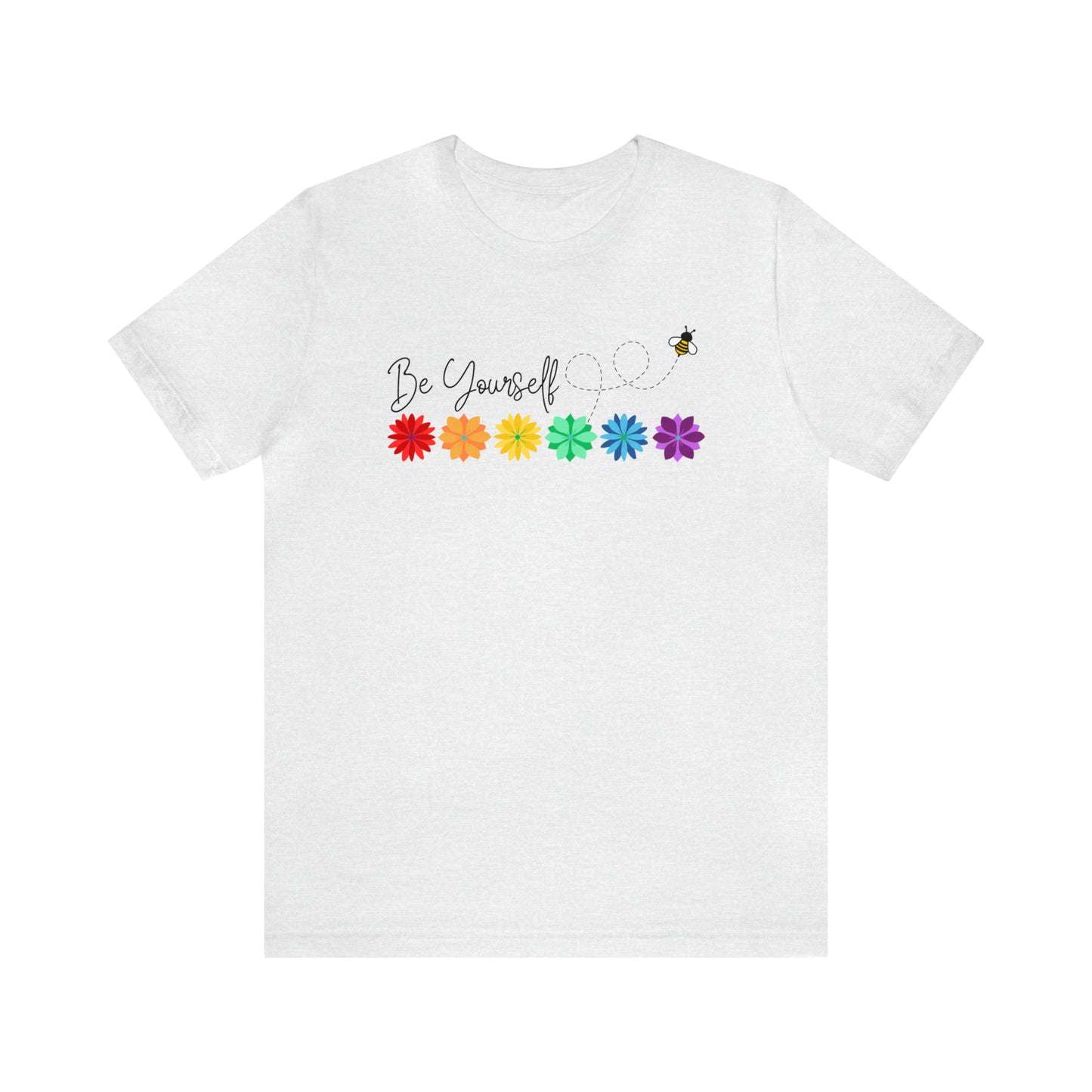 Be Yourself Bee Rainbow Flower Line Unisex T-shirt