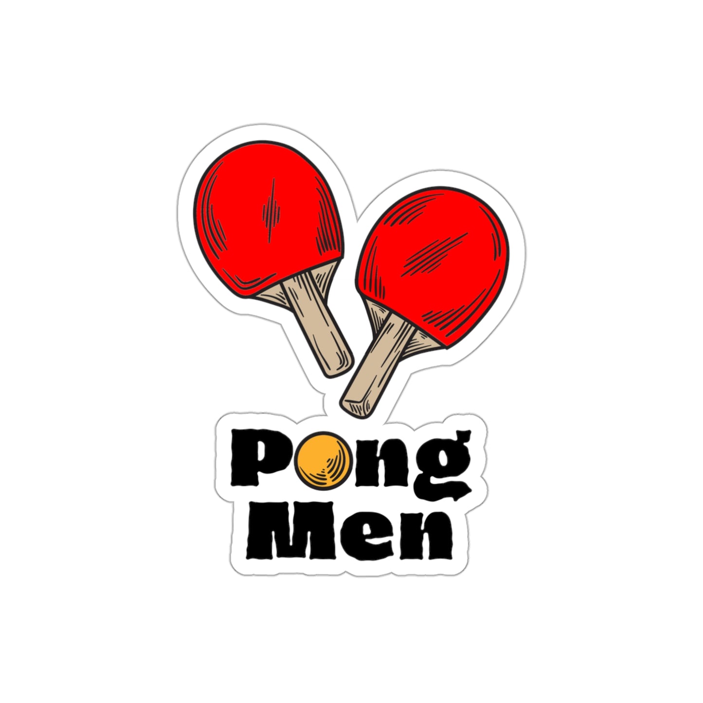 Pong Men Red Paddles Table Die-Cut Stickers