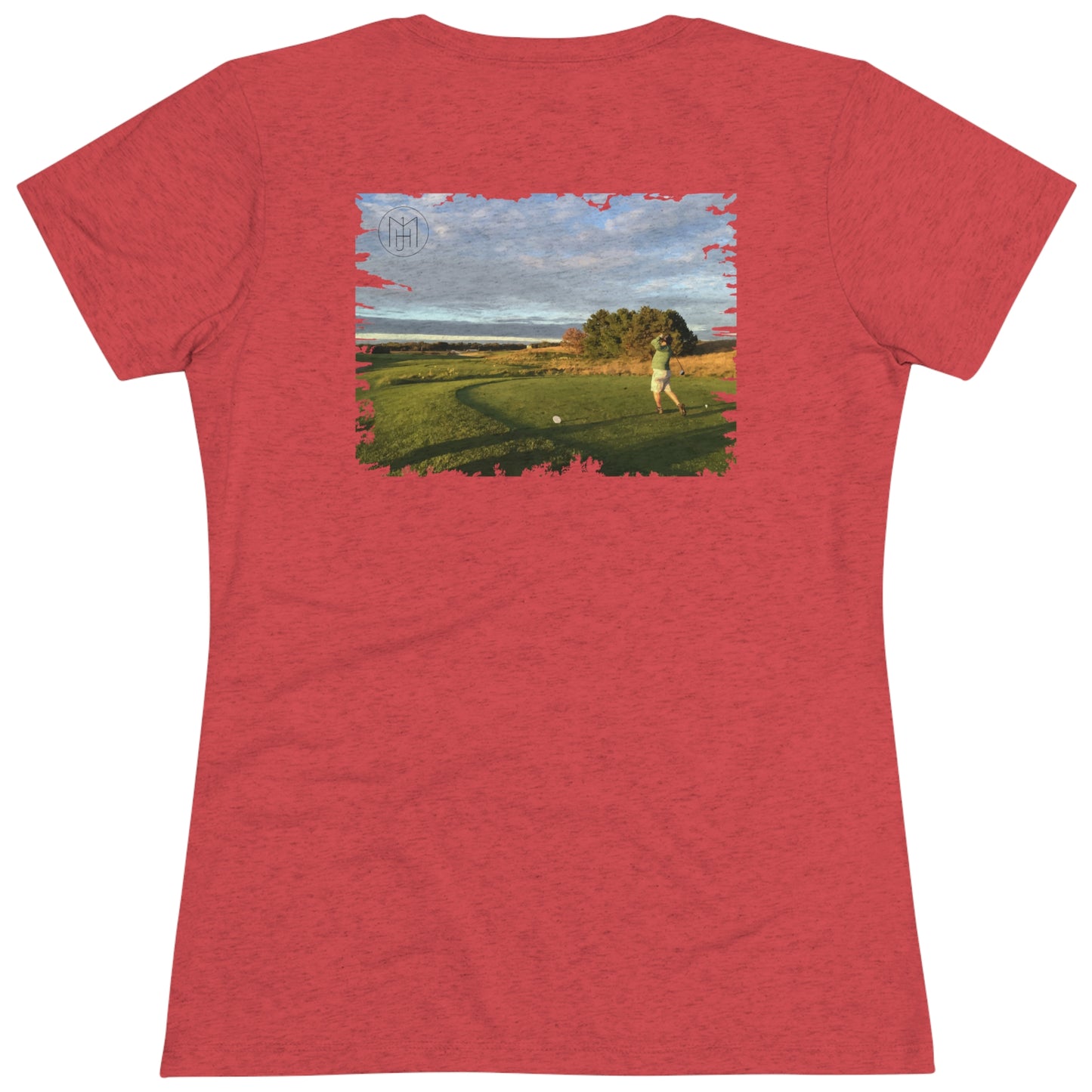 MJH Logo (Front) Backswing (Back) Women's Tri-blend T-shirt