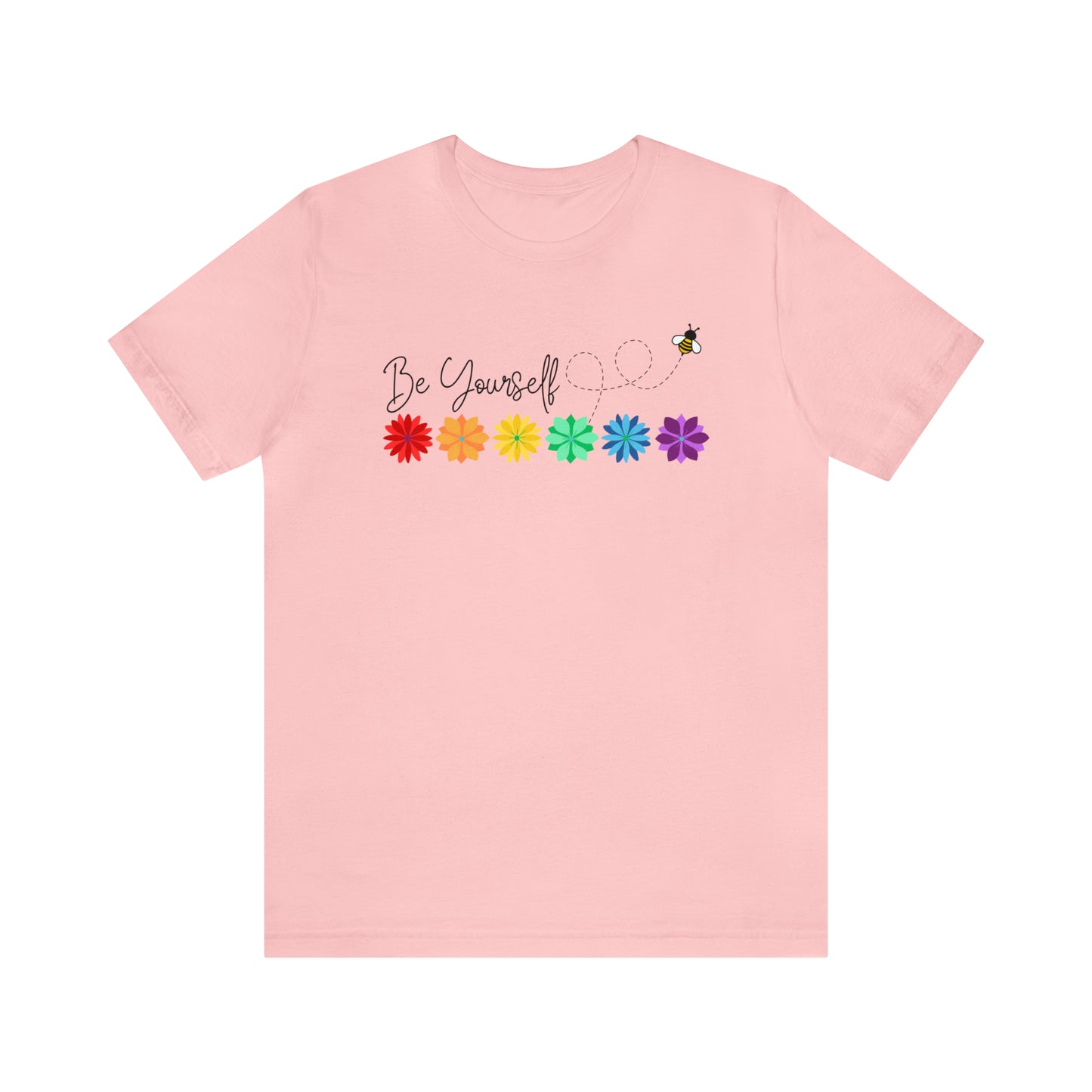 Be Yourself Bee Rainbow Flower Line Unisex T-shirt