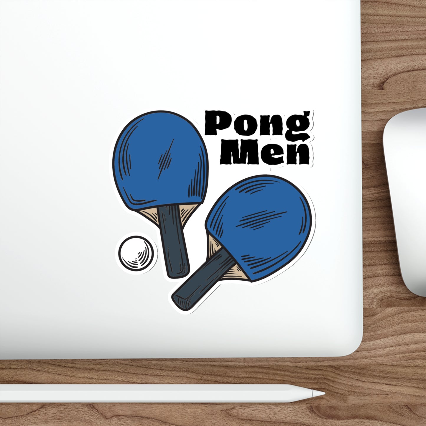 Pong Men Blue Paddles Die-Cut Stickers