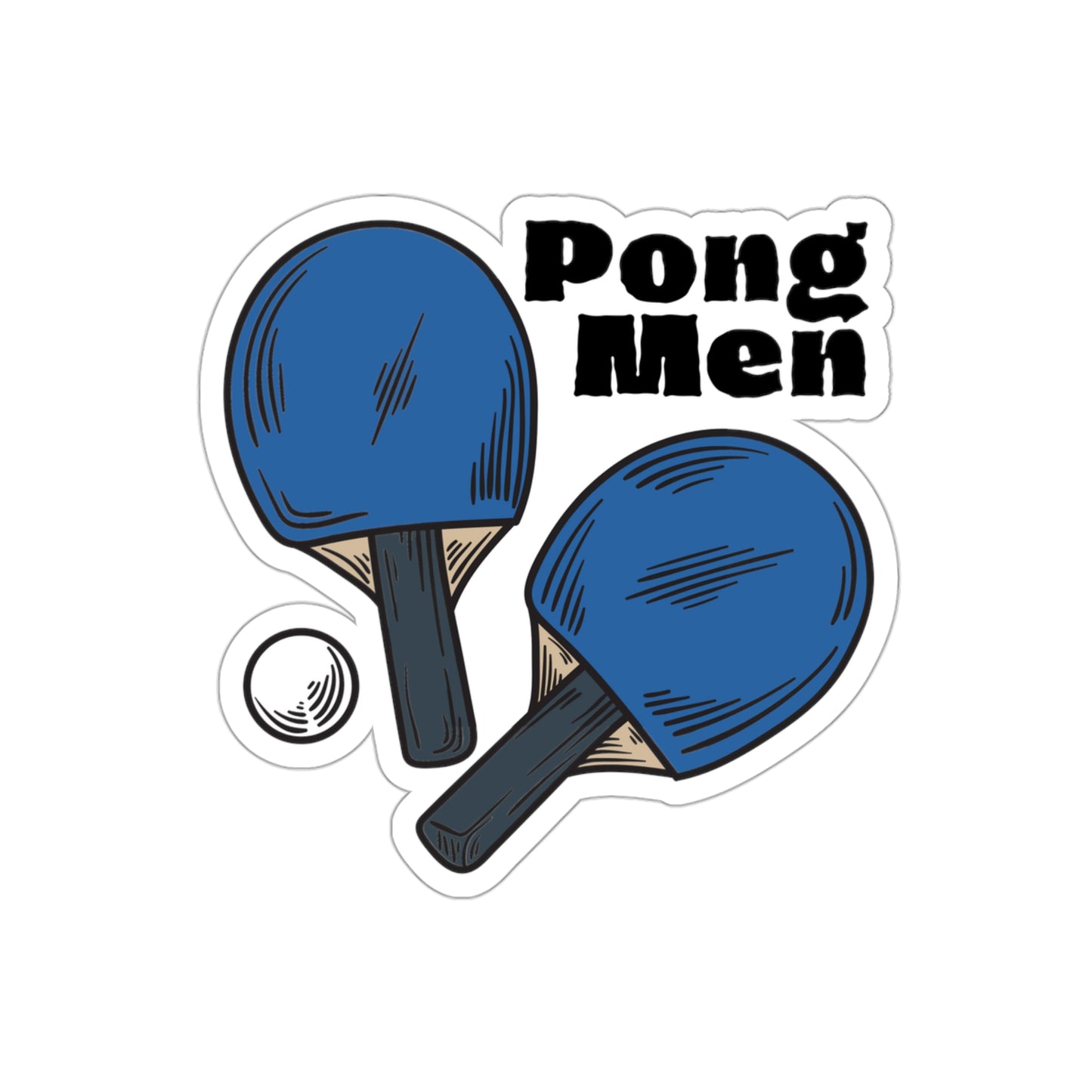 Pong Men Blue Paddles Die-Cut Stickers