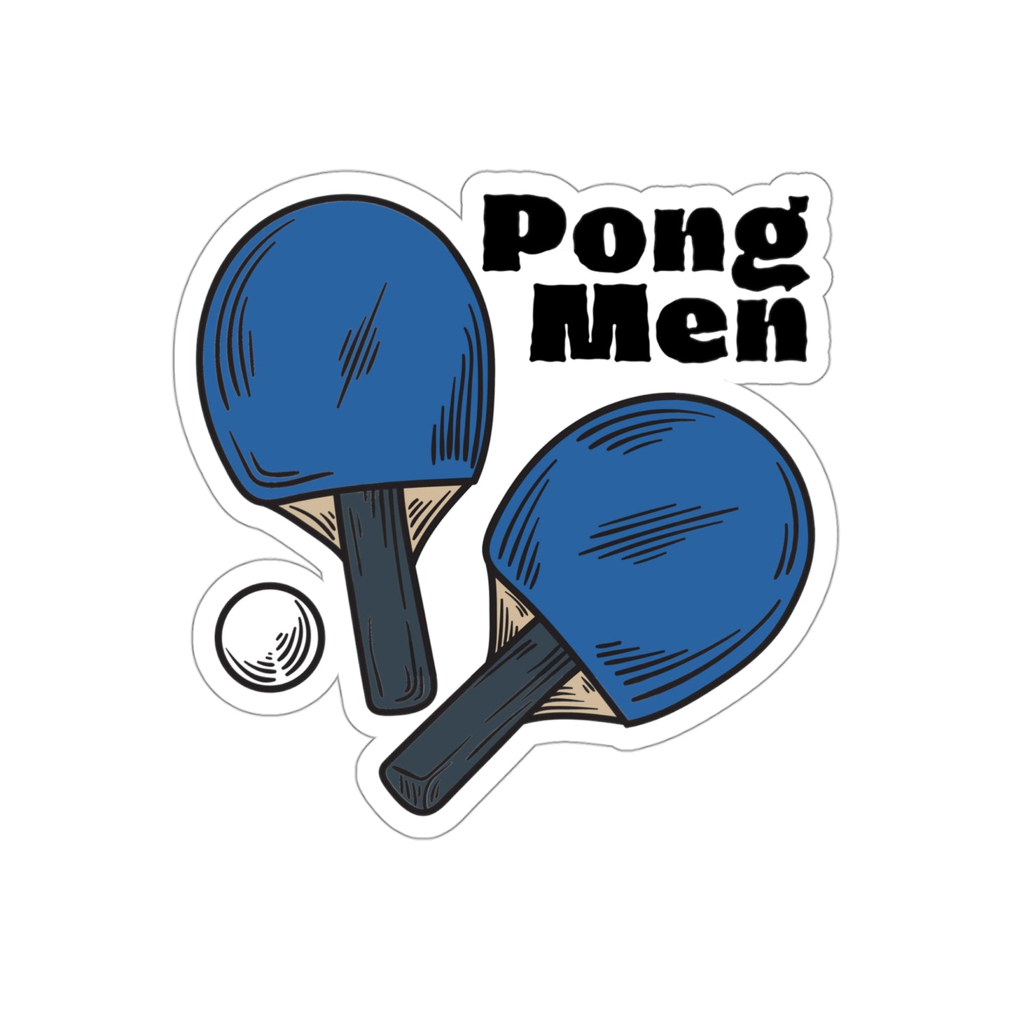 Pong Men Blue Paddles Die-Cut Stickers