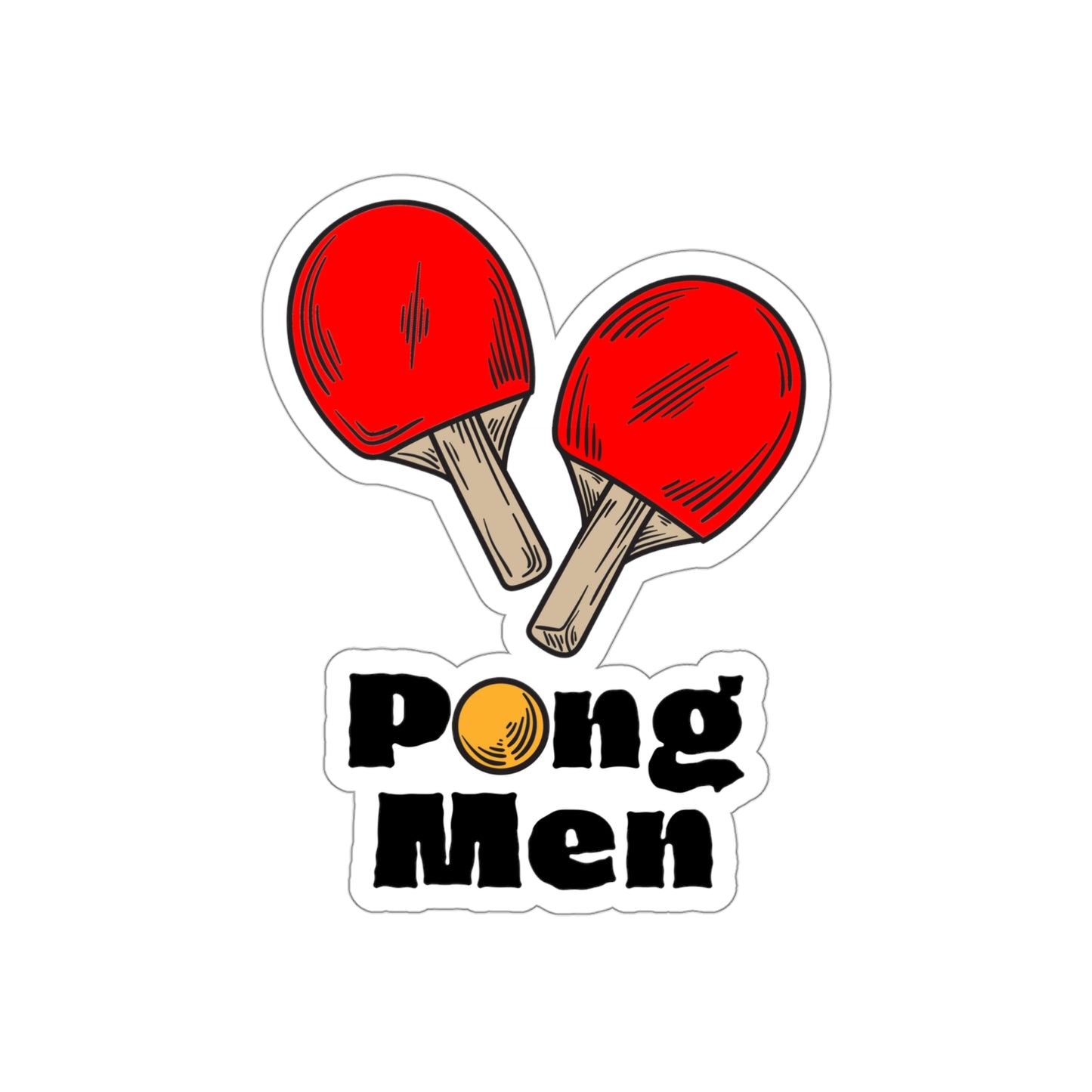 Pong Men Red Paddles Table Die-Cut Stickers