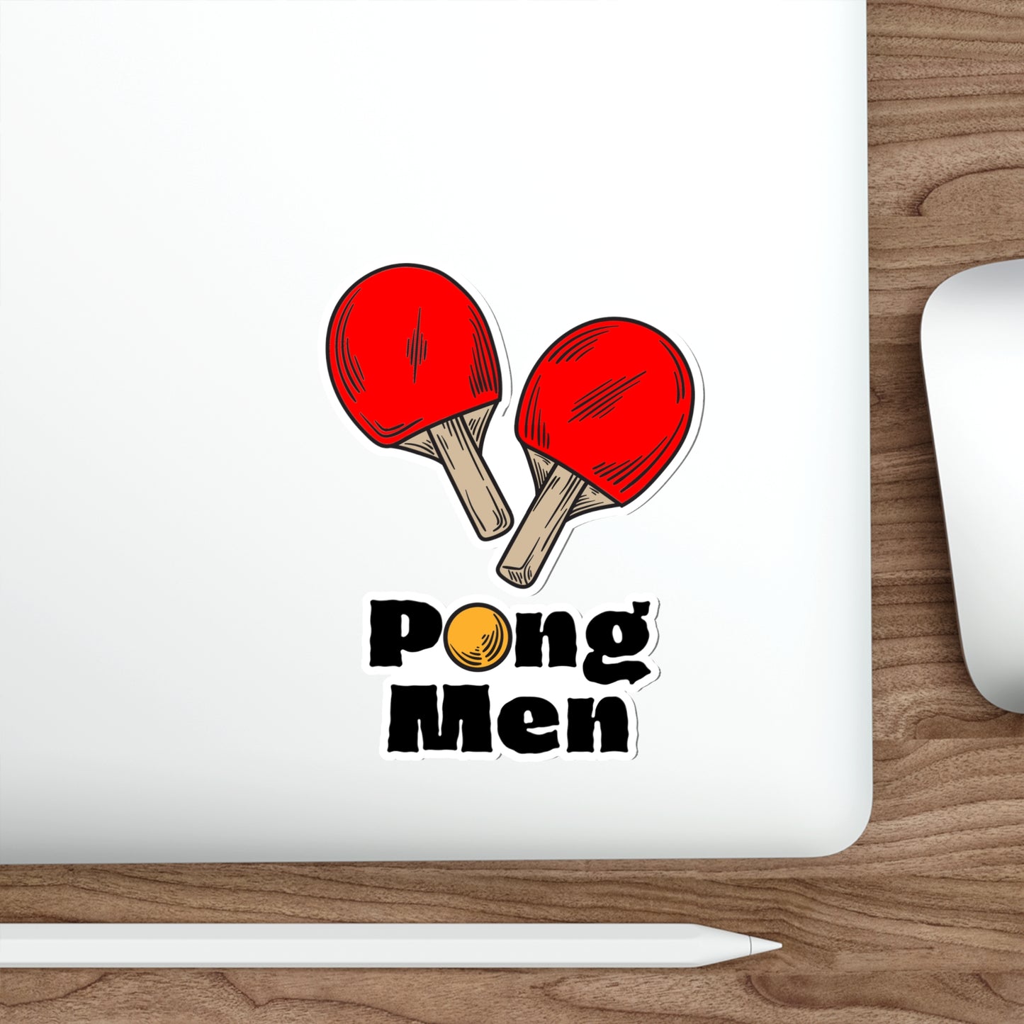 Pong Men Red Paddles Table Die-Cut Stickers