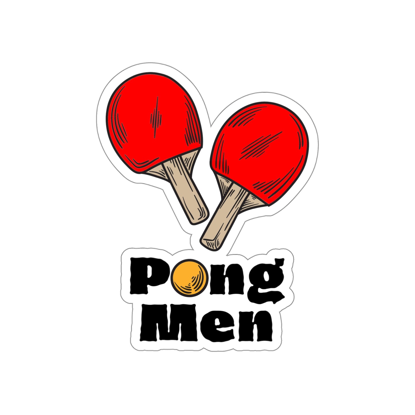 Pong Men Red Paddles Table Die-Cut Stickers