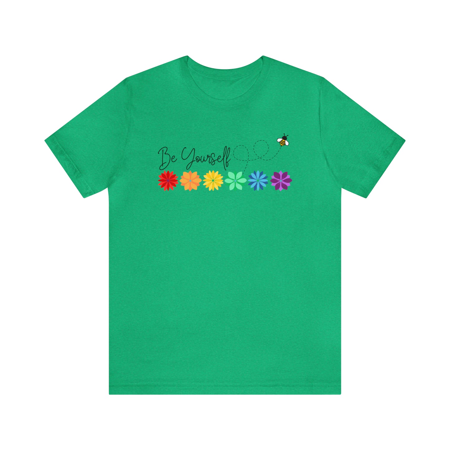 Be Yourself Bee Rainbow Flower Line Unisex T-shirt