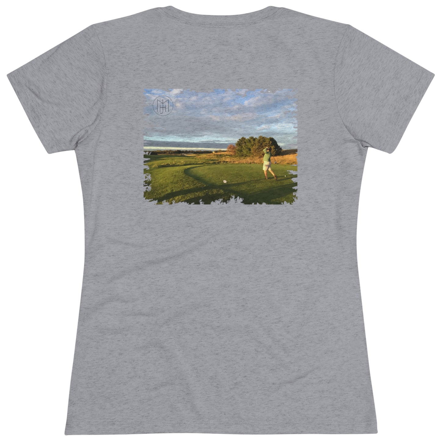 MJH Logo (Front) Backswing (Back) Women's Tri-blend T-shirt