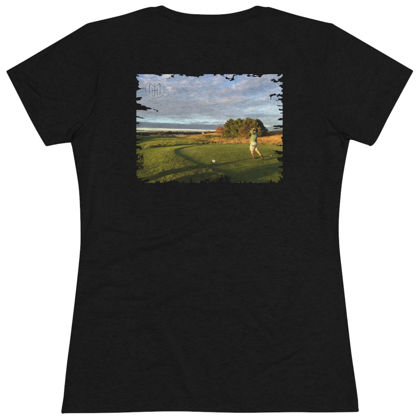 MJH Logo (Front) Backswing (Back) Women's Tri-blend T-shirt