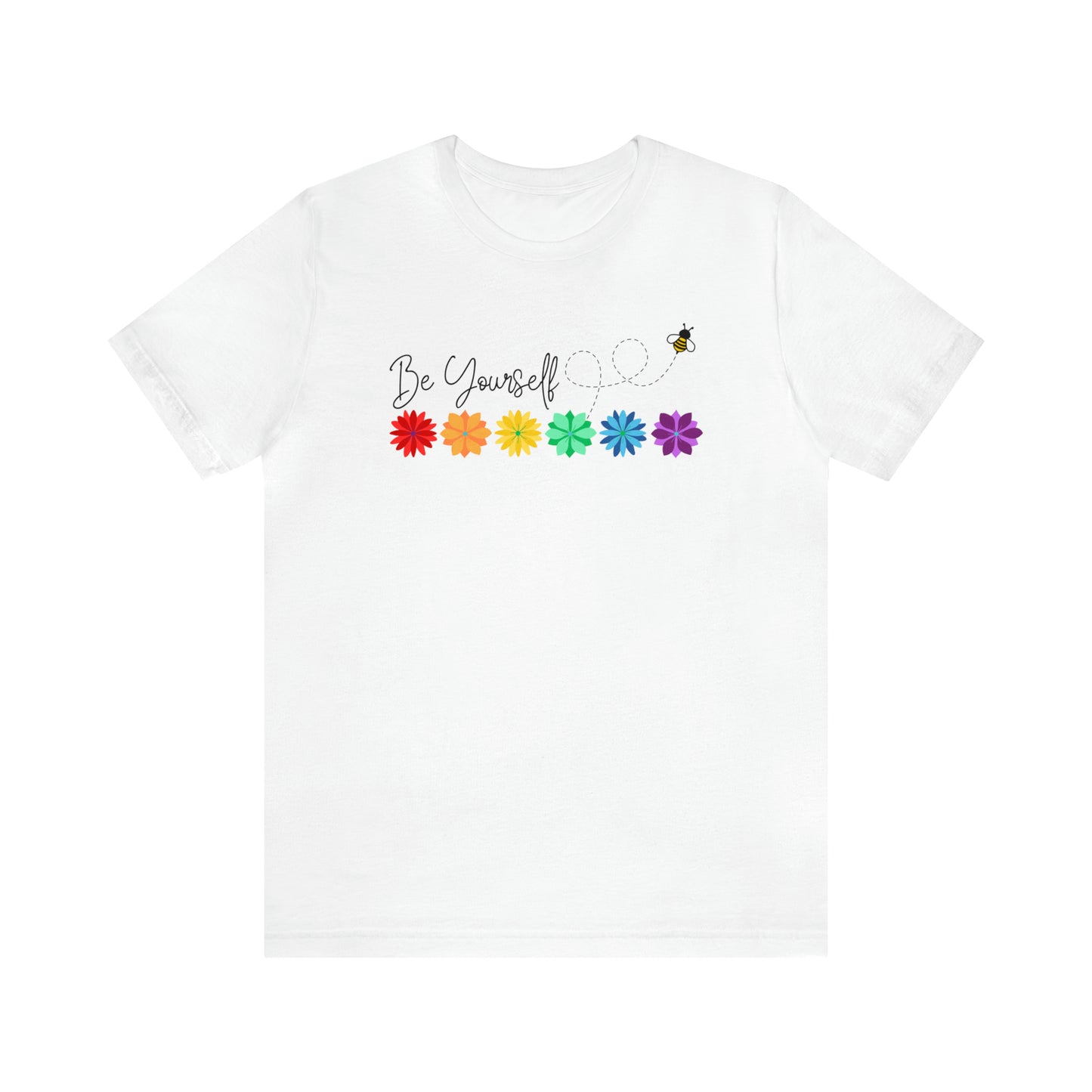Be Yourself Bee Rainbow Flower Line Unisex T-shirt