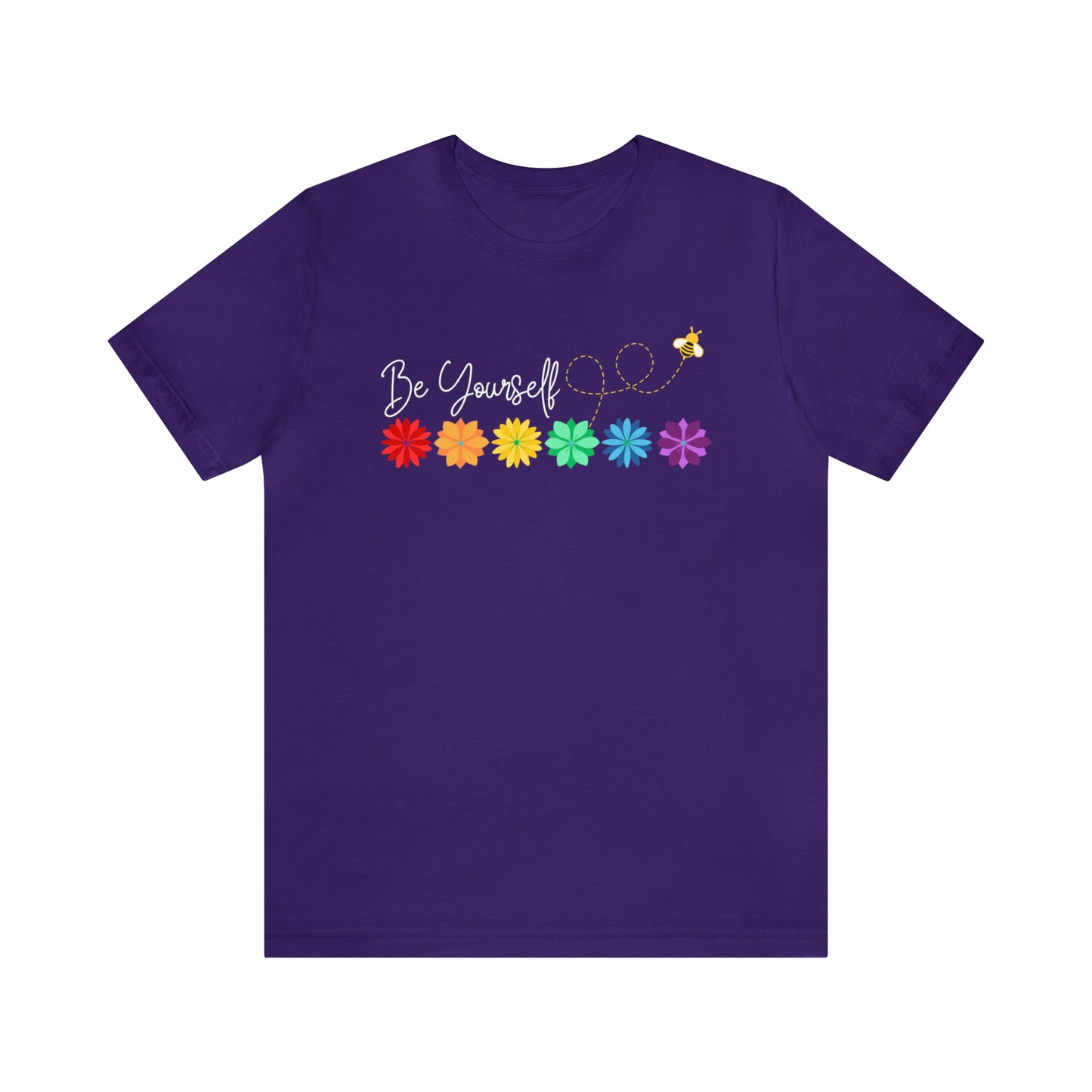 Be Yourself Bee Rainbow Flower Line Unisex T-shirt