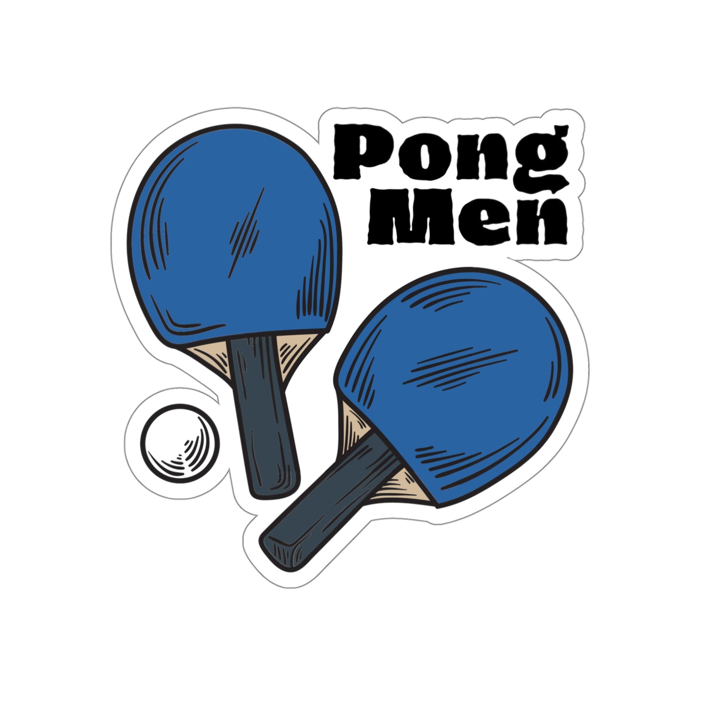 Pong Men Blue Paddles Die-Cut Stickers