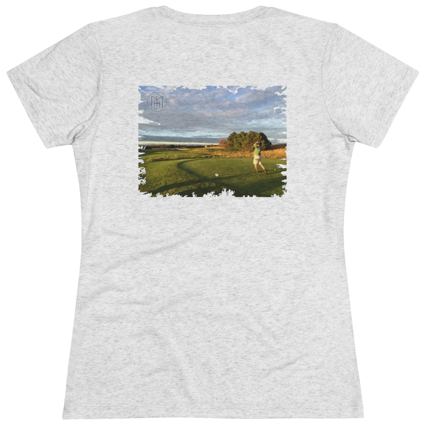 MJH Logo (Front) Backswing (Back) Women's Tri-blend T-shirt