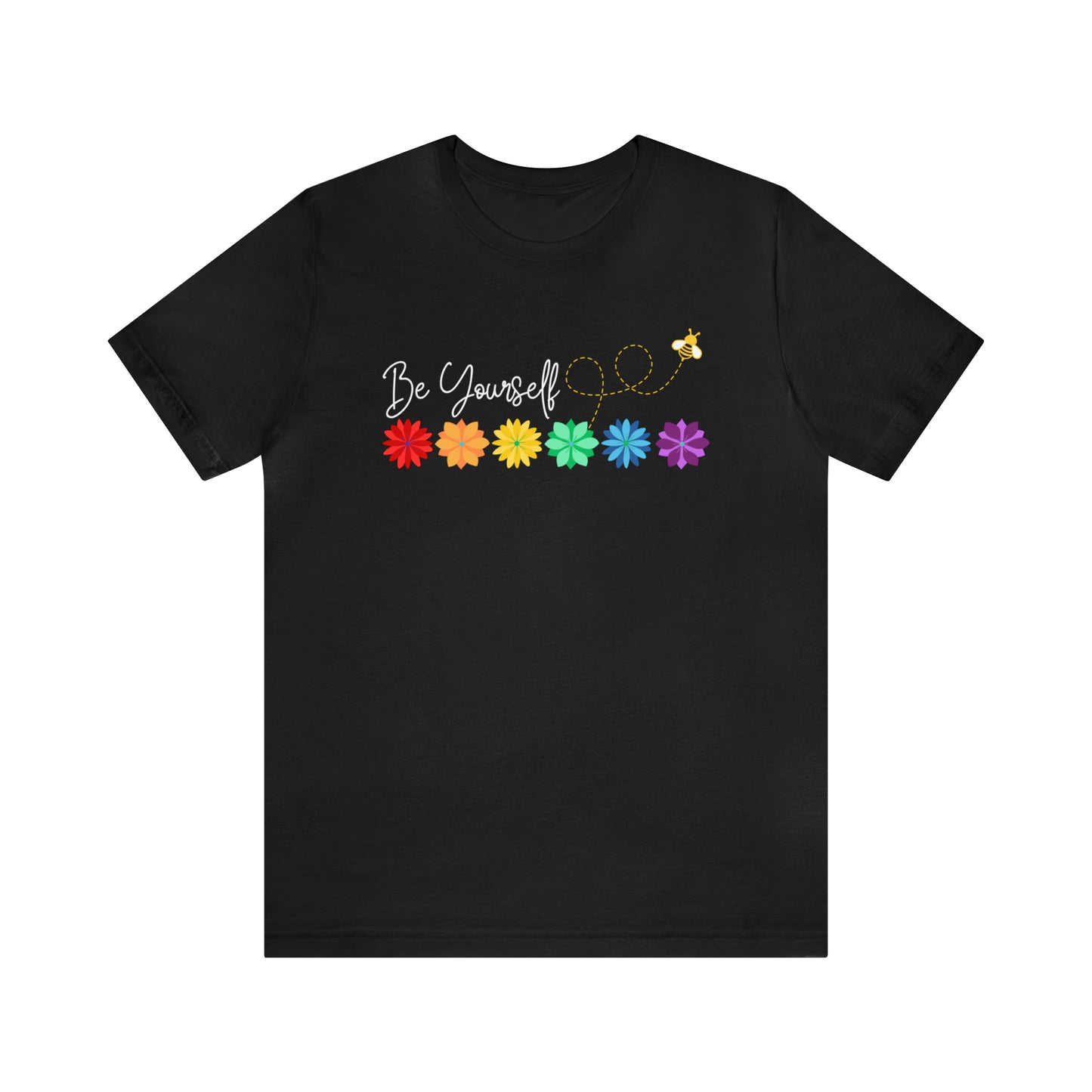 Be Yourself Bee Rainbow Flower Line Unisex T-shirt
