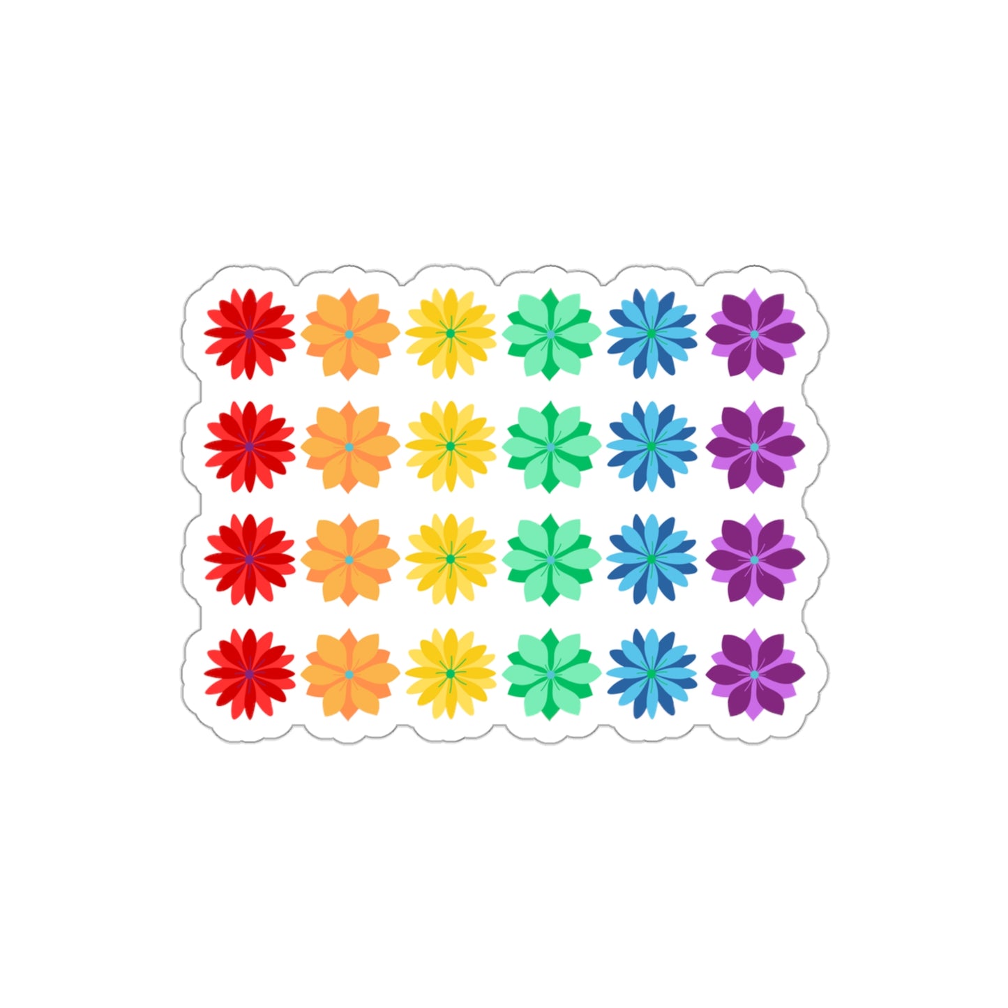 Rainbow Flower Wall Die-Cut Stickers