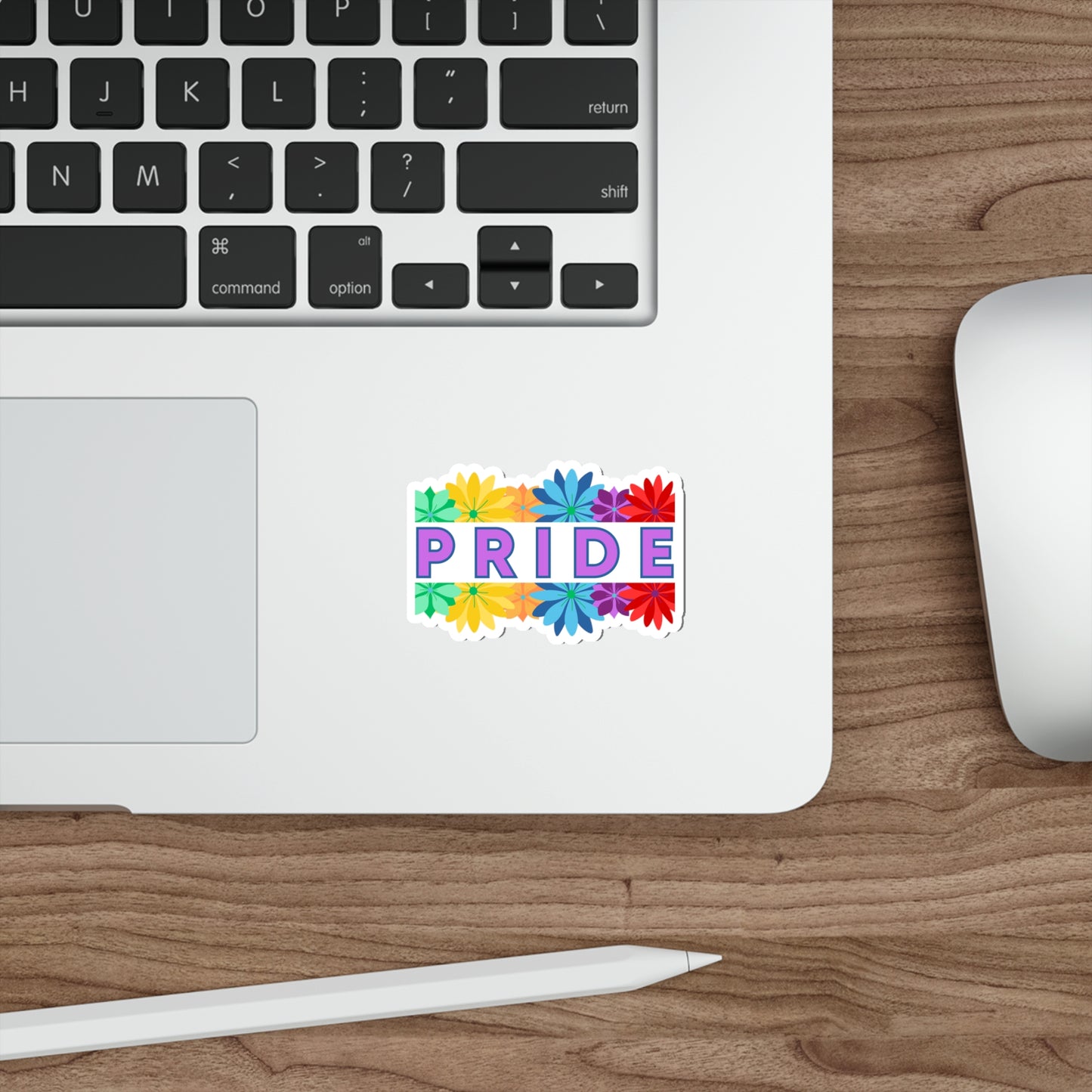 Rainbow Halved Flower Pride Die-Cut Stickers