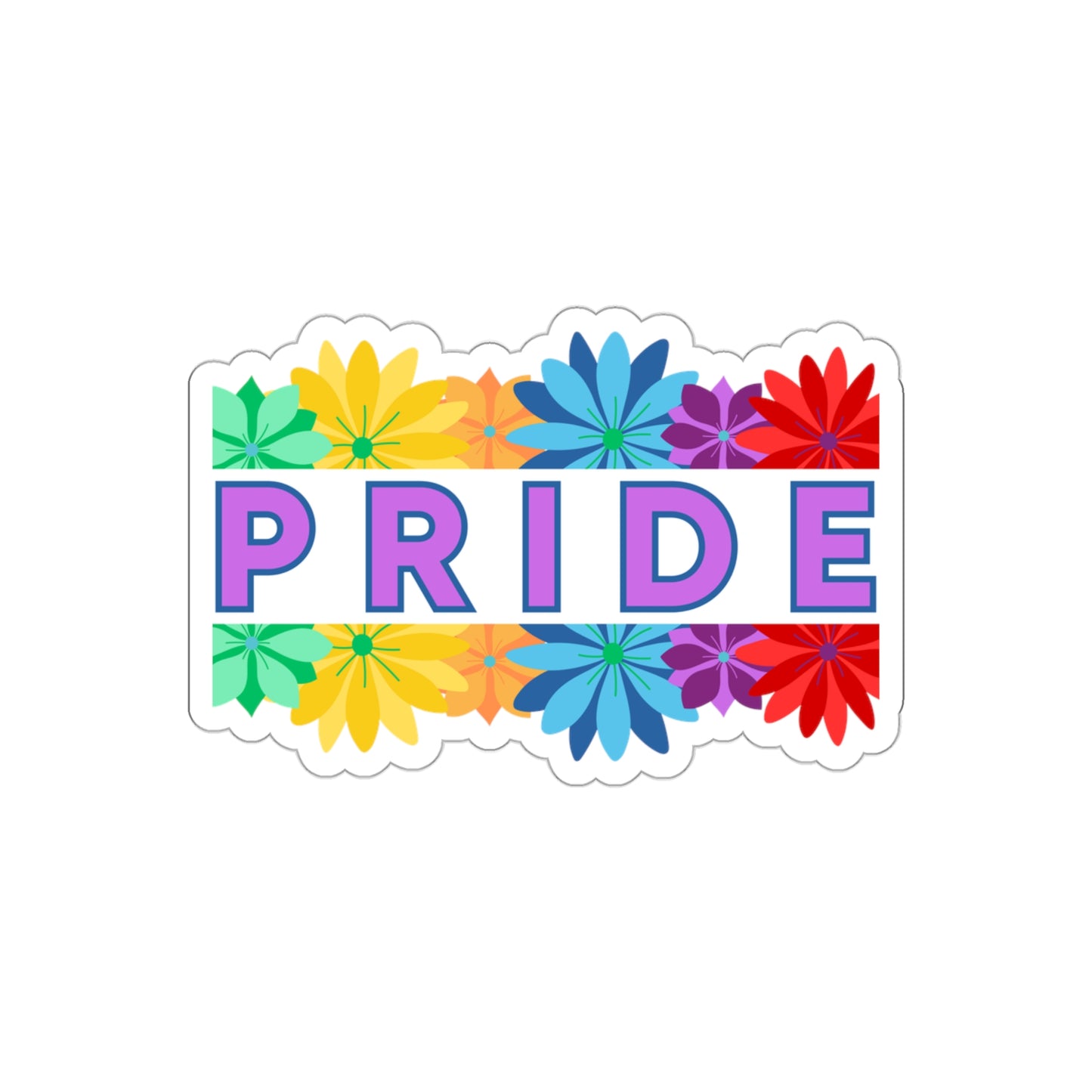 Rainbow Halved Flower Pride Die-Cut Stickers