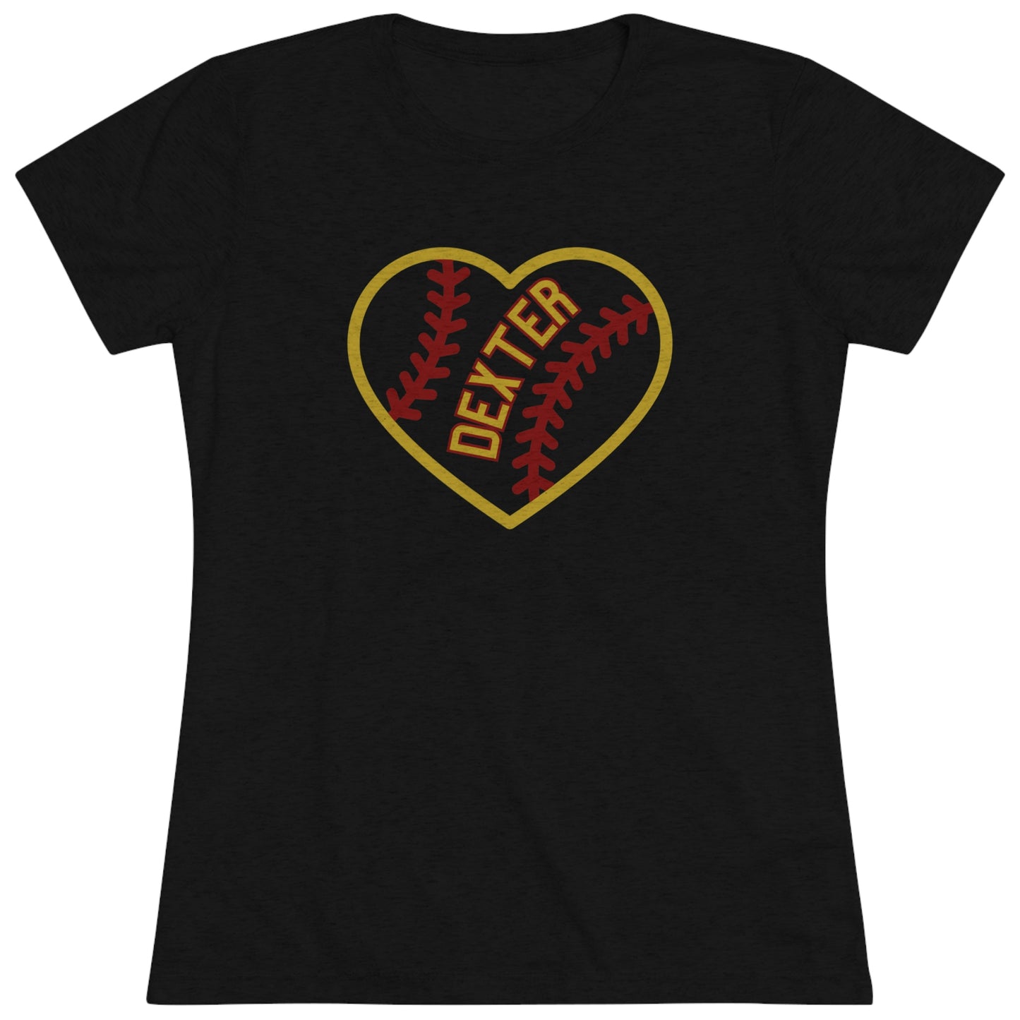 Dexter Baseball Large Heart Women's Tri-blend T-shirt