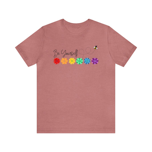 Be Yourself Bee Rainbow Flower Line Unisex T-shirt