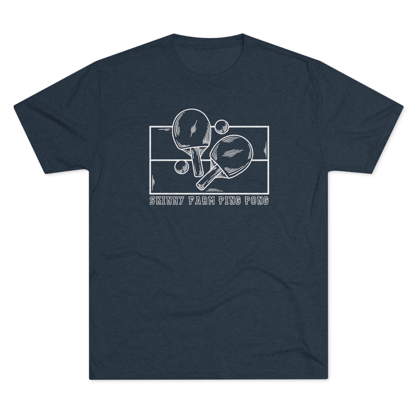 Skinny Farm Ping Pong Table Outline (Front Only) Unisex Tri-blend T-shirt