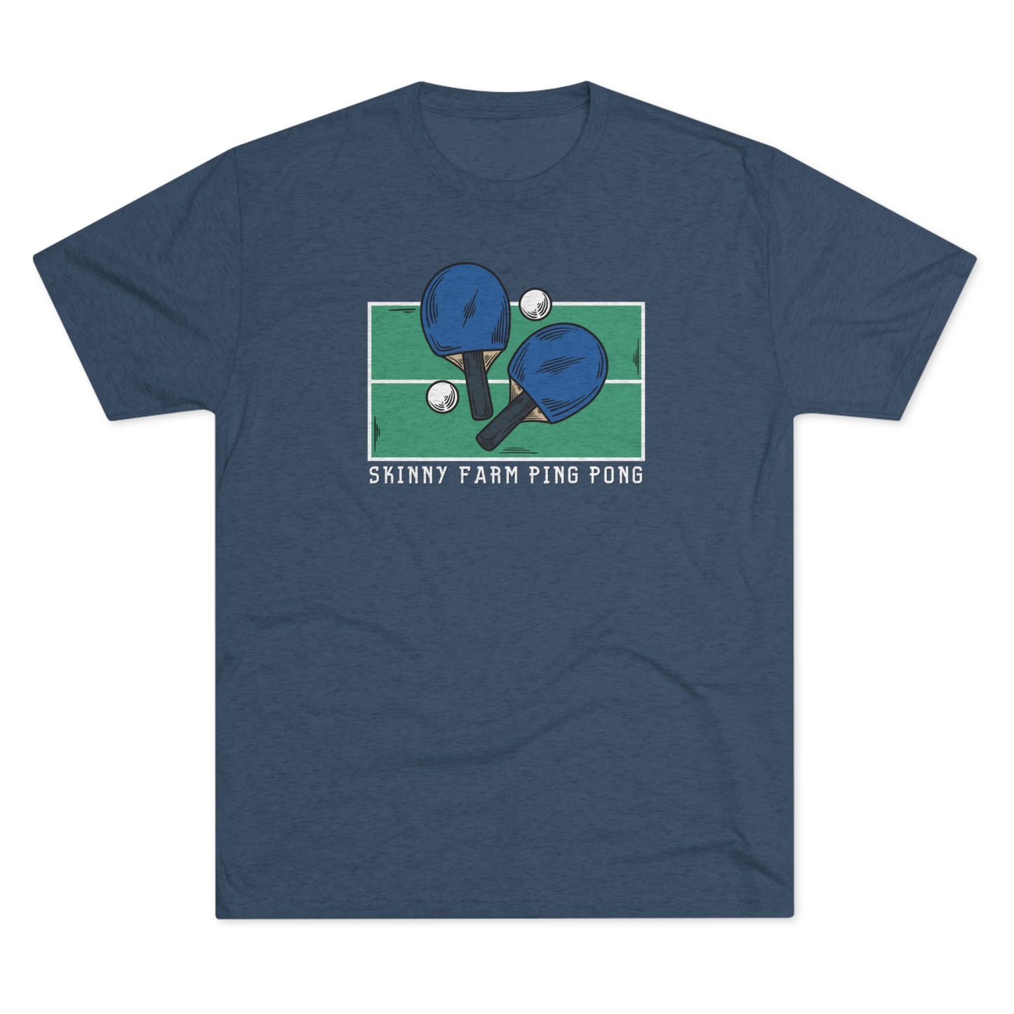 Skinny Farm Ping Pong Table (Front Only) Unisex Tri-blend T-shirt