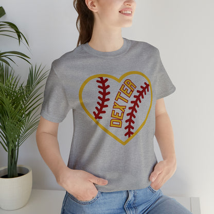 Copy of Dexter Baseball Large Heart Unisex T-shirt