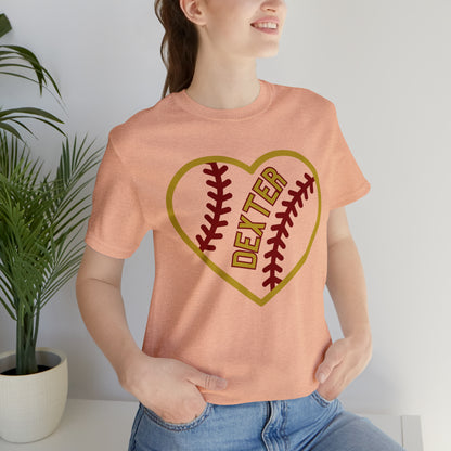 Copy of Dexter Baseball Large Heart Unisex T-shirt