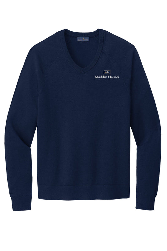 MH Brooks Brothers® Cotton Stretch V-Neck Sweater (BB18400)