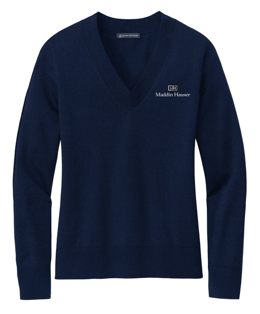 MH Brooks Brothers Women’s Cotton Stretch V-Neck Sweater (BB18401)