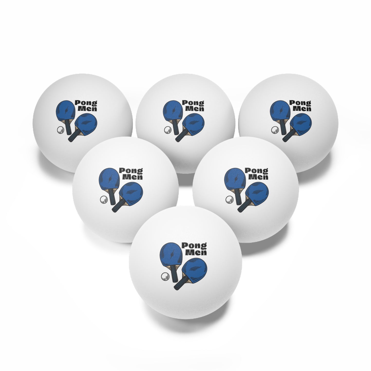 Pong Men Blue Paddle Ping Pong Balls, 6 pcs