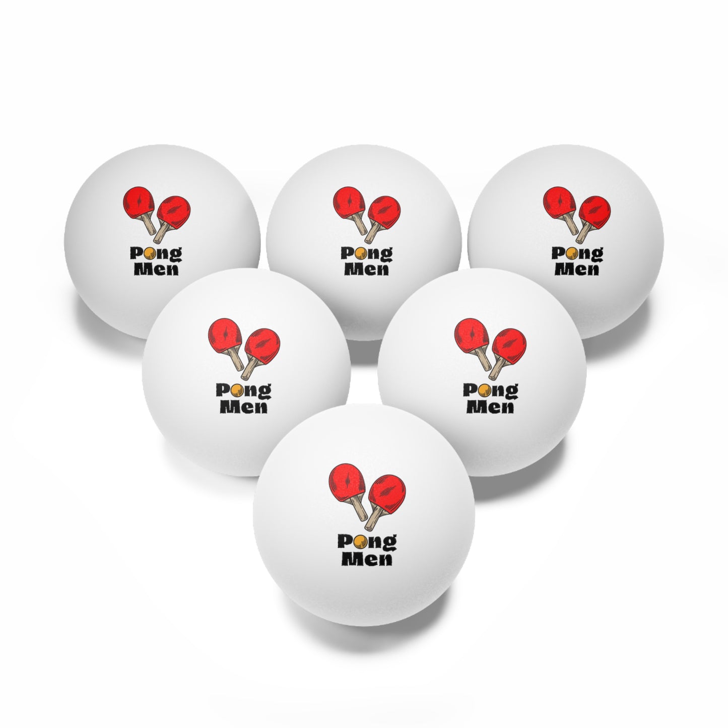 Pong Men Red Paddle Ping Pong Balls, 6 pcs