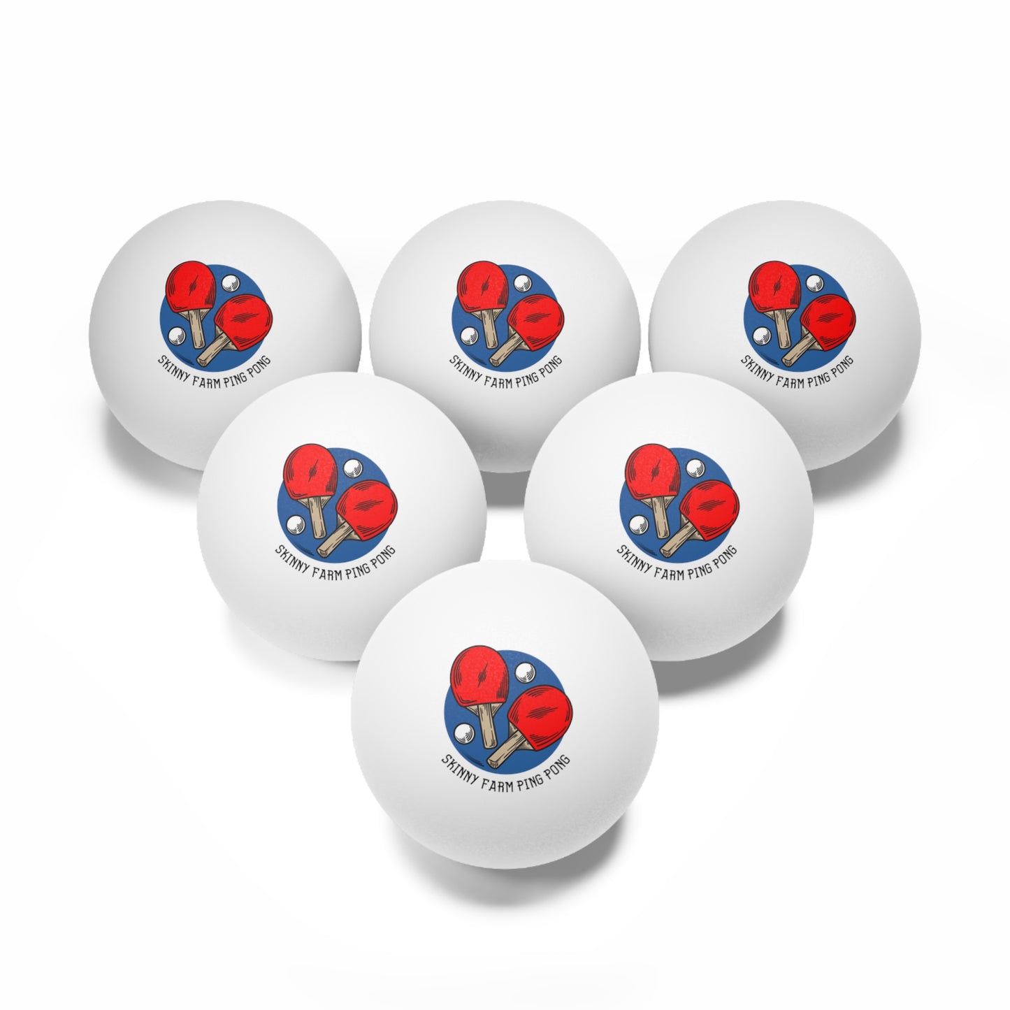 Skinny Farm Blue Circle Ping Pong Balls, 6 pcs