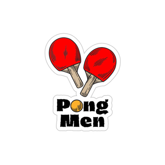 Pong Men Red Paddles Table Die-Cut Stickers