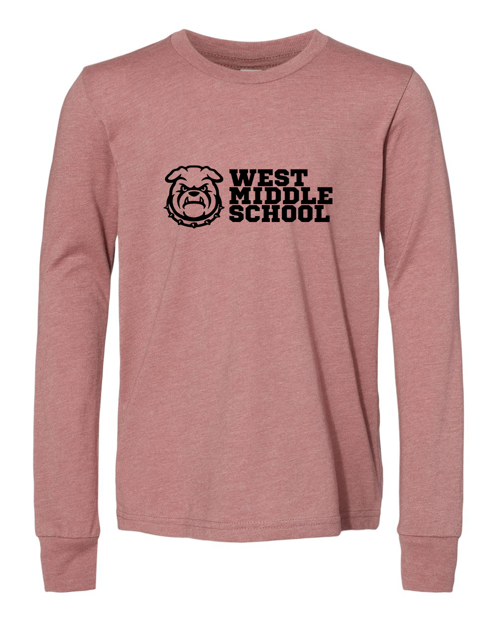 West Bulldog Youth Long Sleeve Bella+Canvas 3501YCVC