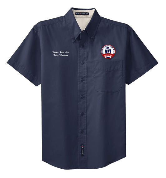 PFDC Circle Adult Short Sleeve Button Down S508 With Name Personalization on Front