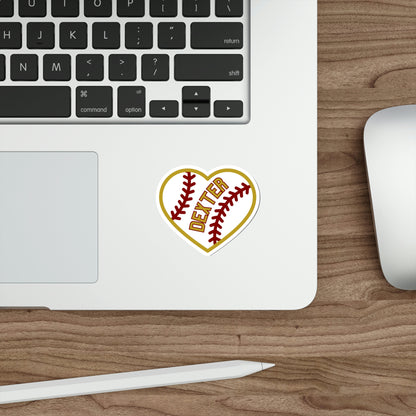 Dexter Baseball Large Heart Die-Cut Stickers