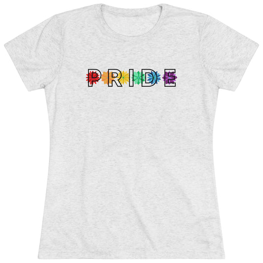 Rainbow Pride Overlay Flower Line Women's Tri-blend T-shirt