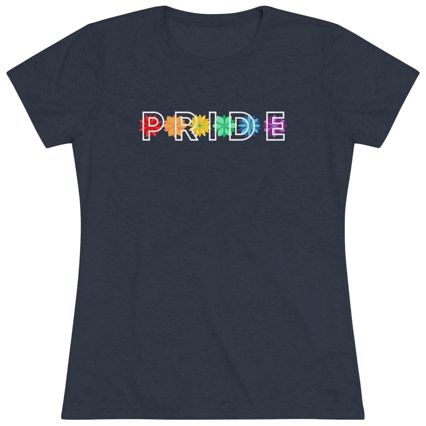 Rainbow Pride Overlay Flower Line Women's Tri-blend T-shirt