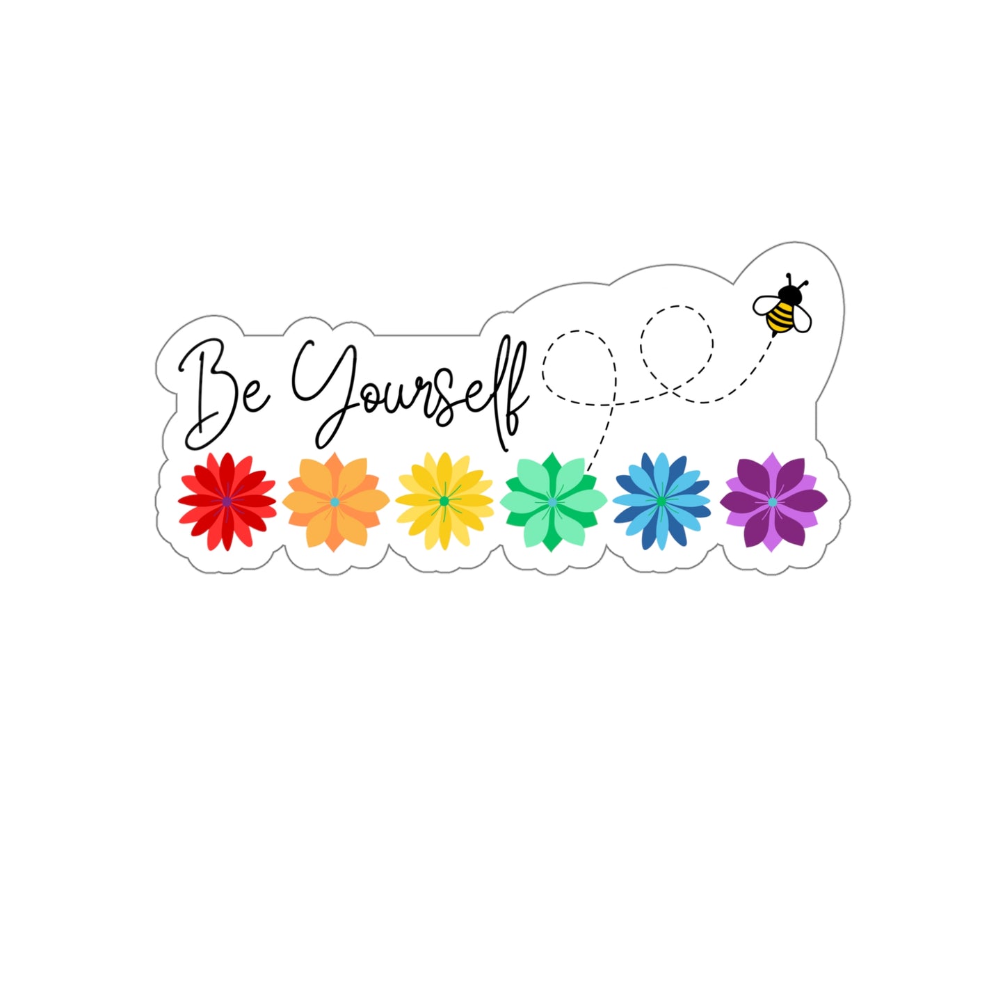 Be Yourself Bee Rainbow Flower Line Die-Cut Stickers