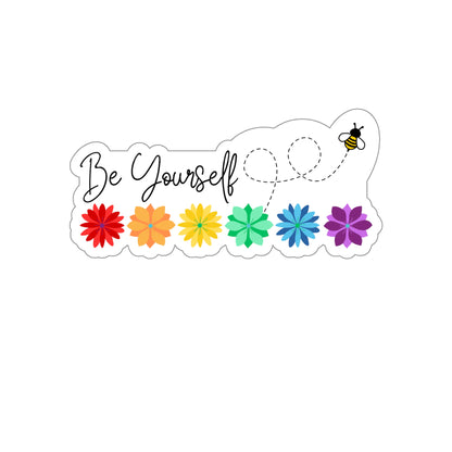 Be Yourself Bee Rainbow Flower Line Die-Cut Stickers