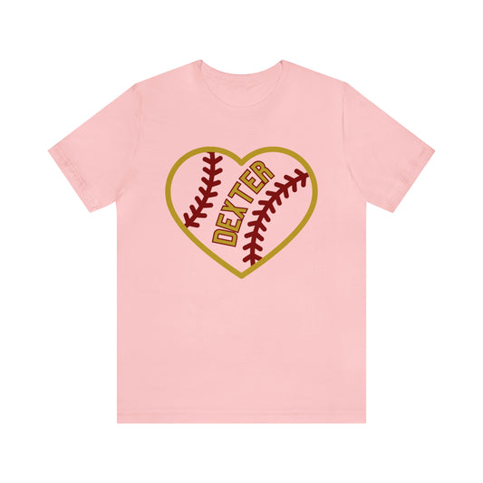 Dexter Baseball Large Heart Unisex T-shirt