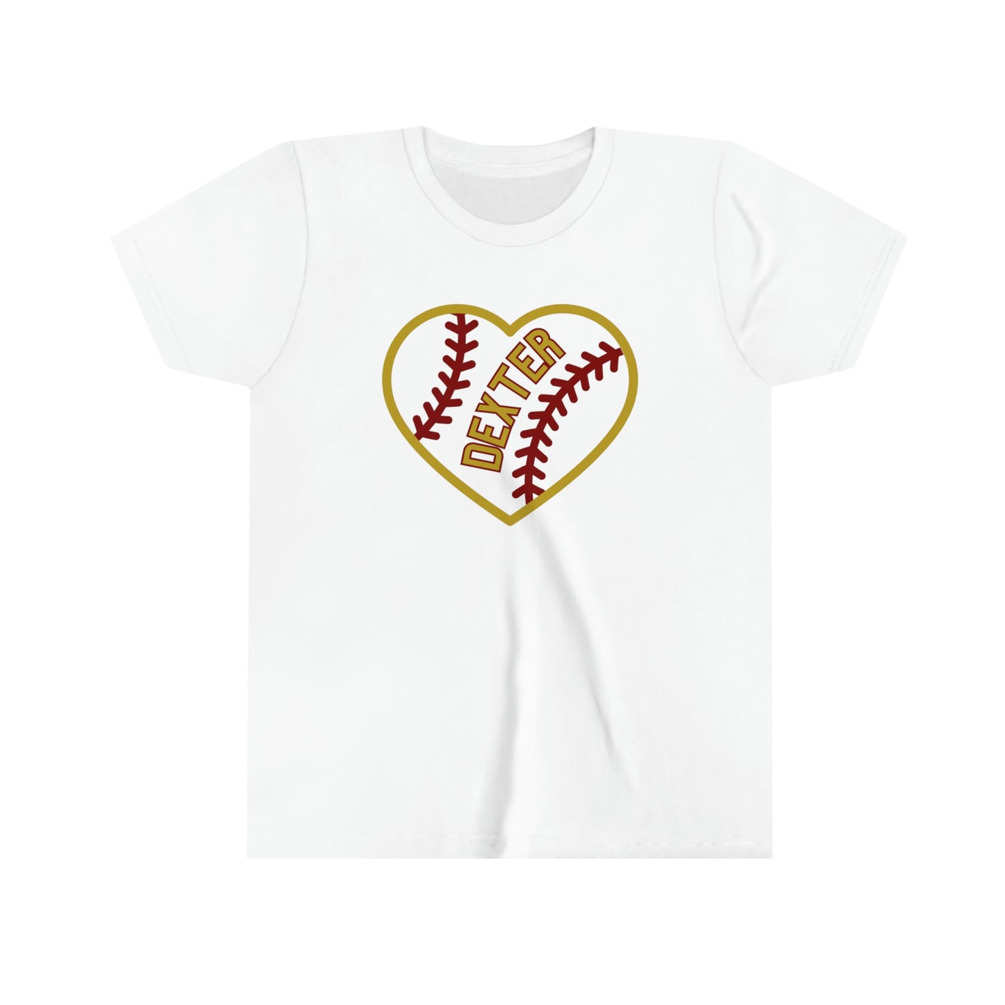 Dexter Baseball Large Heart Youth T-shirt