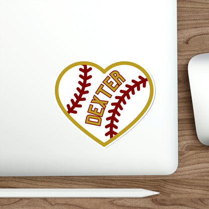 Dexter Baseball Large Heart Die-Cut Stickers