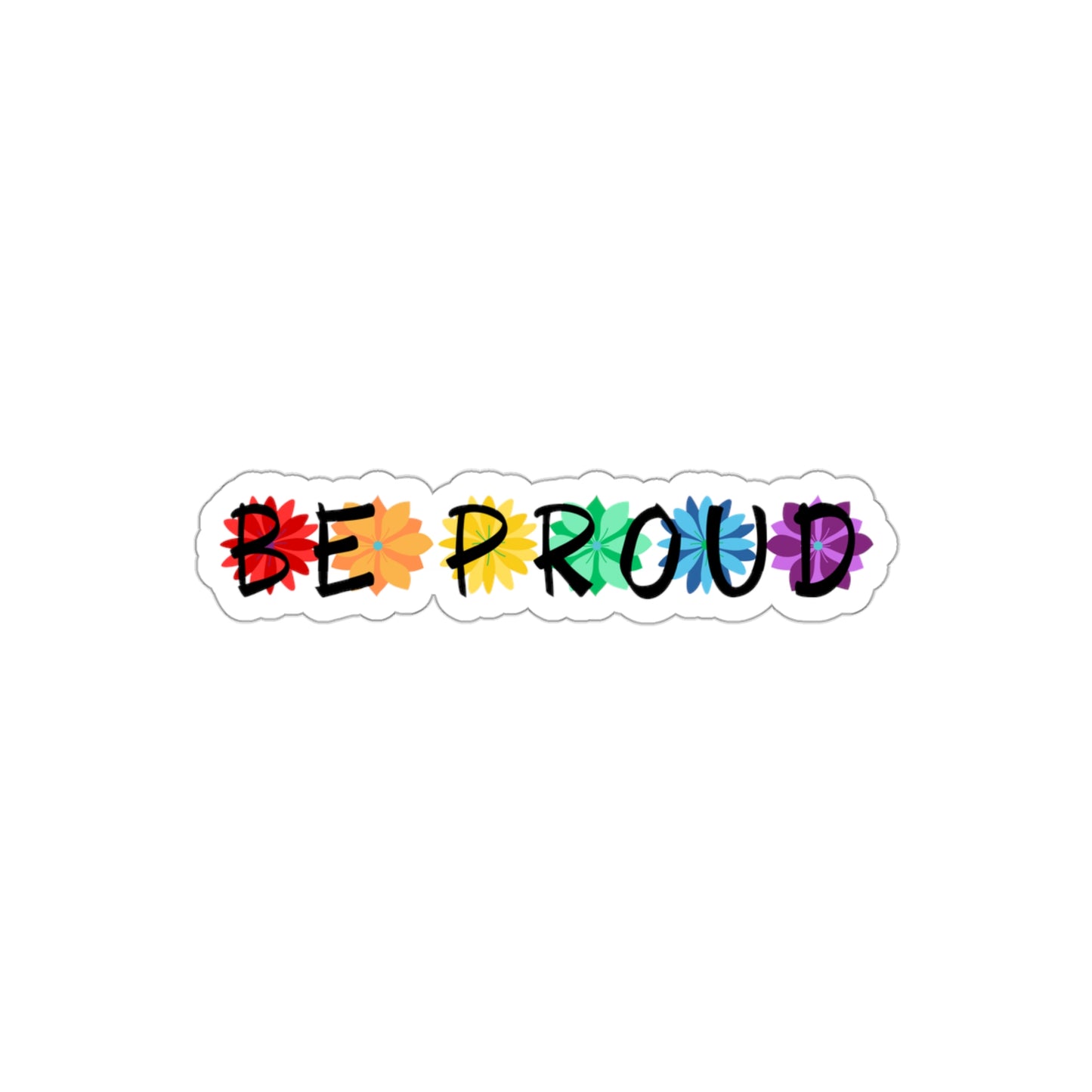 Be Proud Rainbow Pride Flower Line Die-Cut Stickers