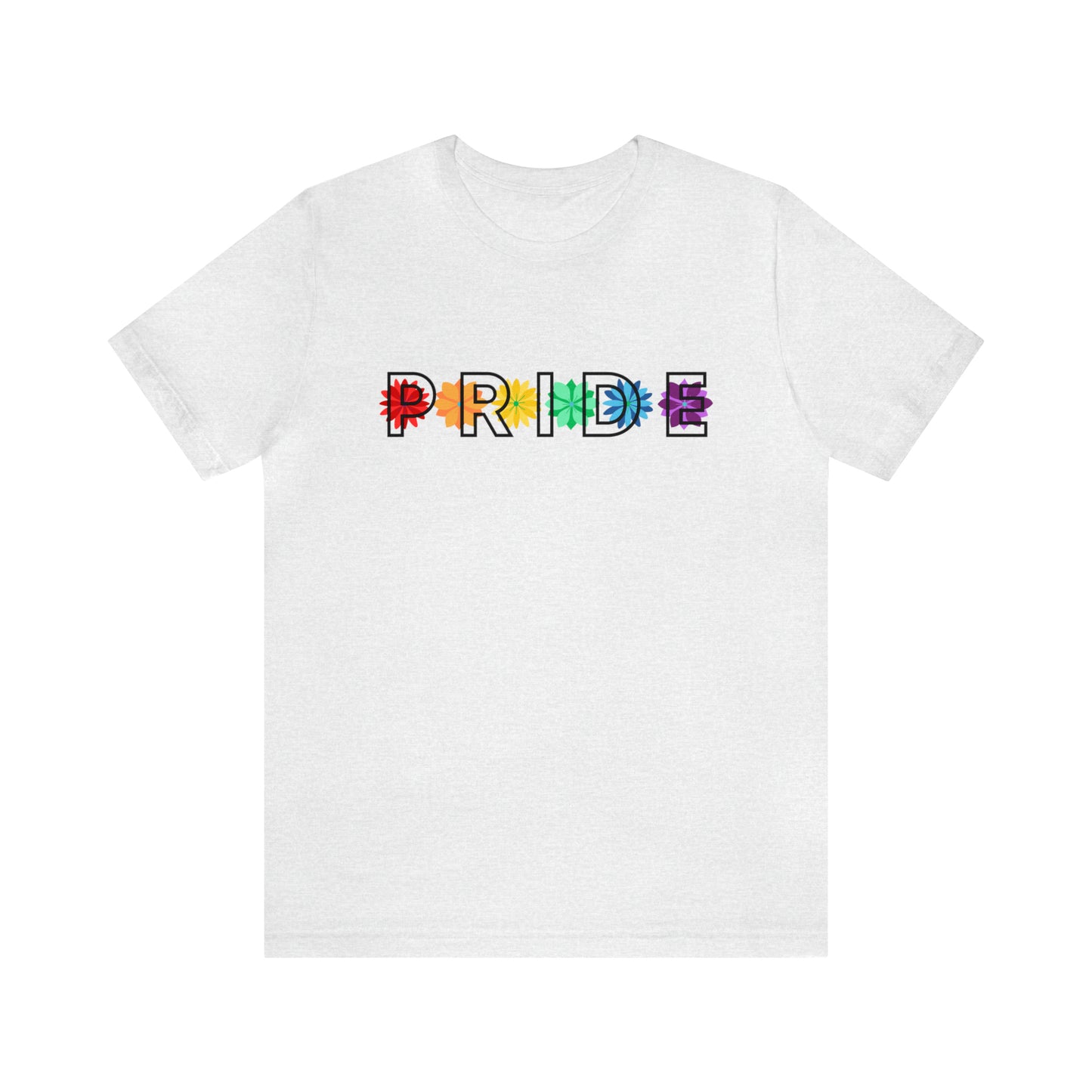 Rainbow Pride Overlay Flower Line Unisex T-shirt