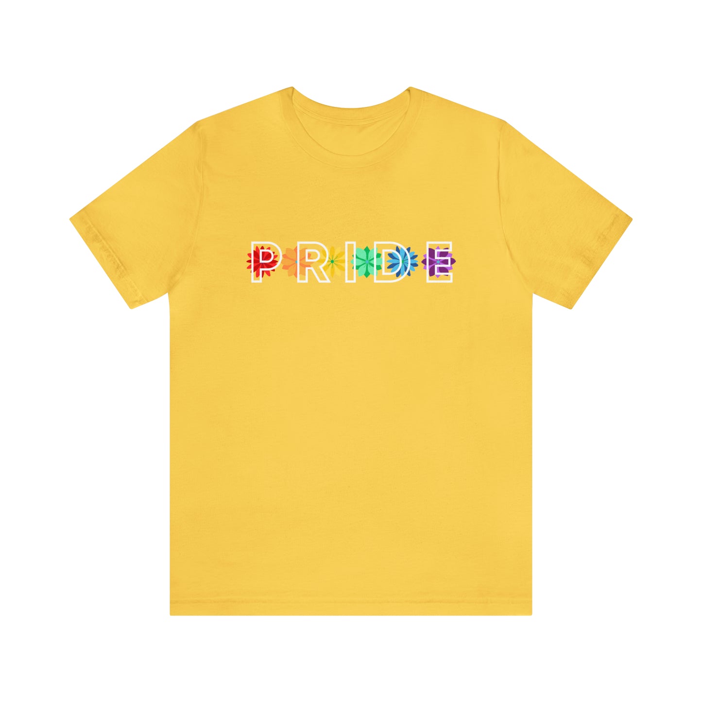 Rainbow Pride Overlay Flower Line Unisex T-shirt