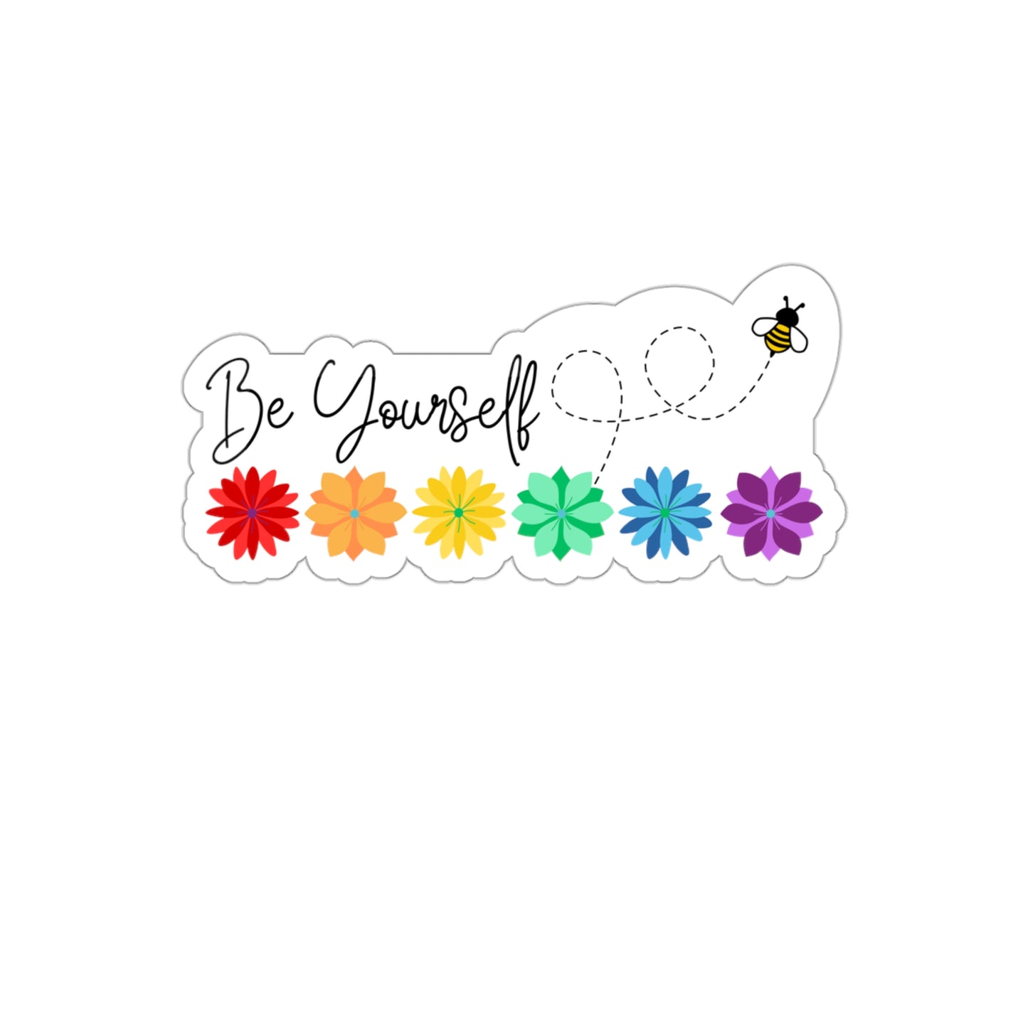 Be Yourself Bee Rainbow Flower Line Die-Cut Stickers